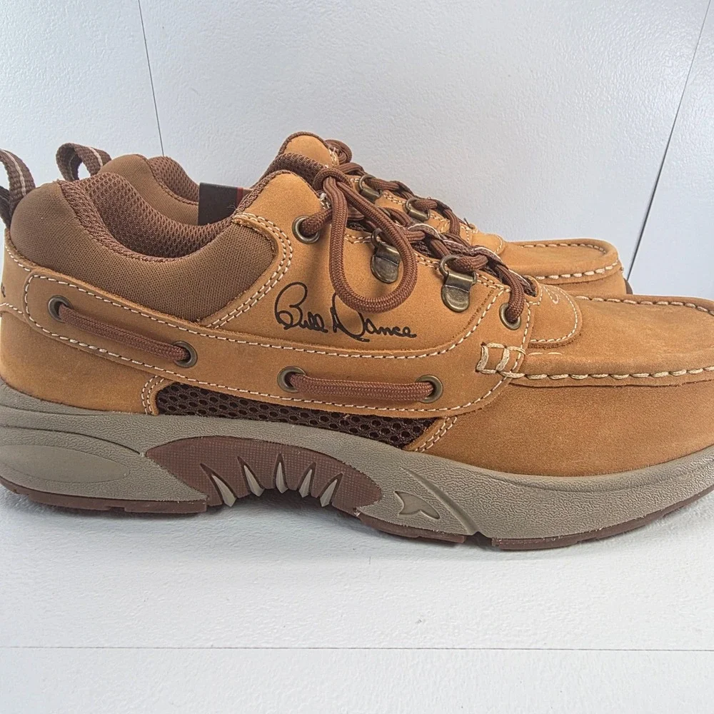 Rugged Shark Bill Dance Mens Tan Leather Mesh Boat Shoes Fishing Angler Sneakers